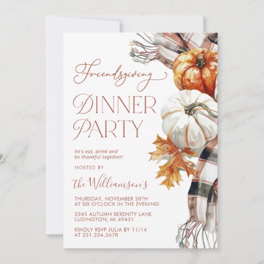 Invitation du Dîner d'action d'amitié (Devant)