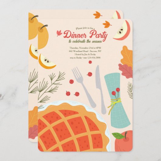 Invitation du dîner d'automne (Devant / Derrière)