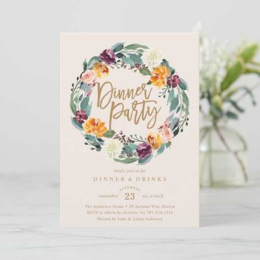 Invitation du dîner d'automne Wreath (Debout devant)