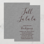 Invitation du dîner de Fall la la la Thanksgiving (Devant / Derrière)