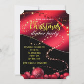 Invitation du dîner de Noël noir et rouge (Devant)