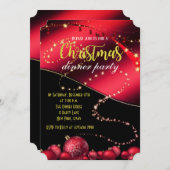 Invitation du dîner de Noël noir et rouge (Devant / Derrière)