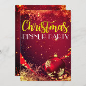 Invitation du dîner de Noël pétillant (Devant / Derrière)