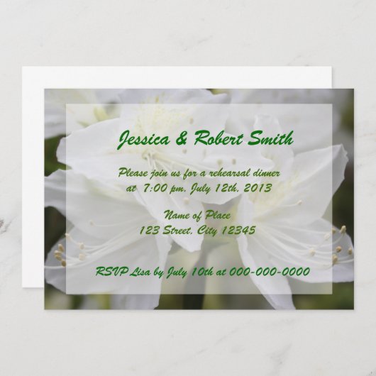 Invitation du dîner de répétition (Devant / Derrière)