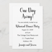 Invitation du dîner de répétition d'un jour (Devant / Derrière)