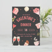 Invitation du dîner de Saint Valentin noir et rose (Debout devant)