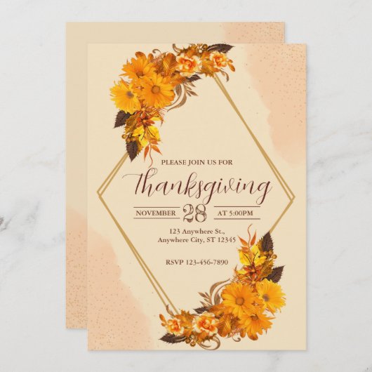 Invitation Du Dîner De Thanksgiving (Devant / Derrière)