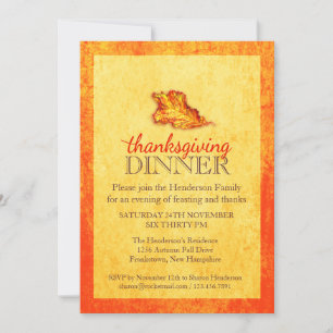 Invitation du dîner de Thanksgiving Automne