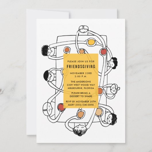 Invitation du dîner de Thanksgiving Friendsgiving (Devant)