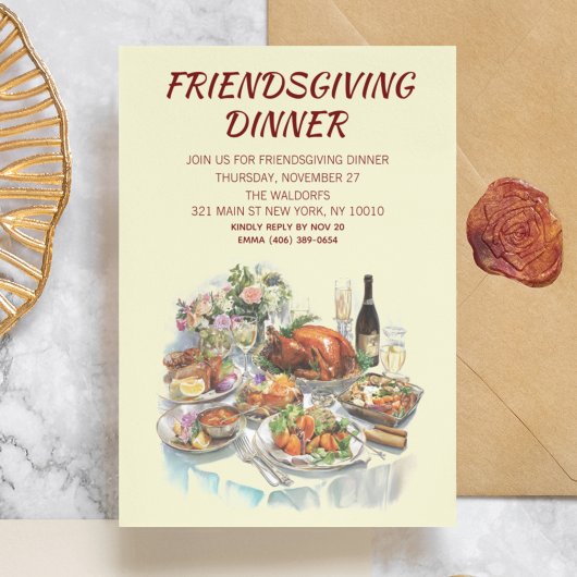 Invitation du dîner de Thanksgiving Friendsgiving