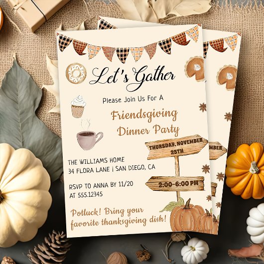 Invitation du dîner de Thanksgiving Friendsgiving