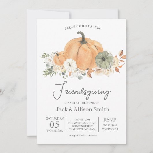 Invitation du dîner de Thanksgiving Friendsgiving (Devant)