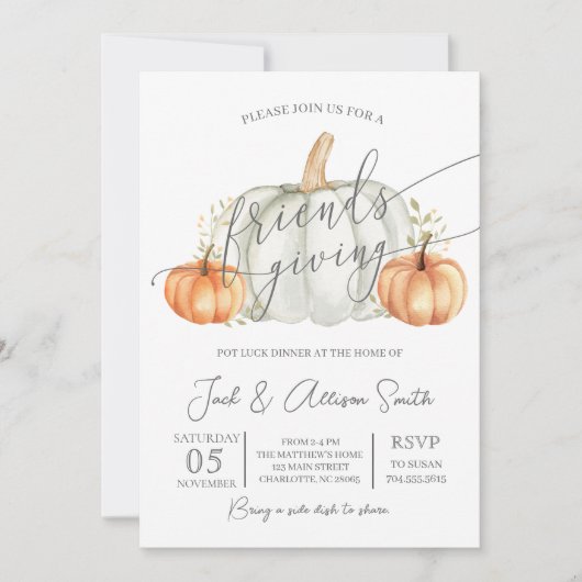 Invitation du dîner de Thanksgiving Friendsgiving (Devant)
