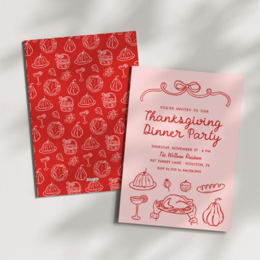 Invitation du dîner de Thanksgiving Whimsy Bow
