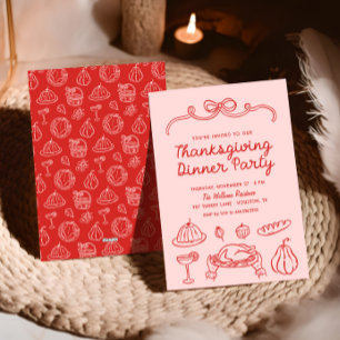 Invitation du dîner de Thanksgiving Whimsy Bow
