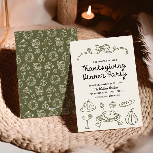 Invitation du dîner de Thanksgiving Whimsy Bow