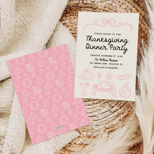 Invitation du dîner de Thanksgiving Whimsy Bow