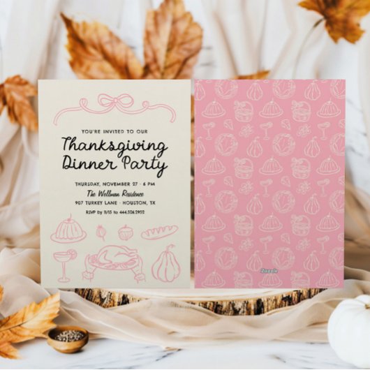 Invitation du dîner de Thanksgiving Whimsy Bow