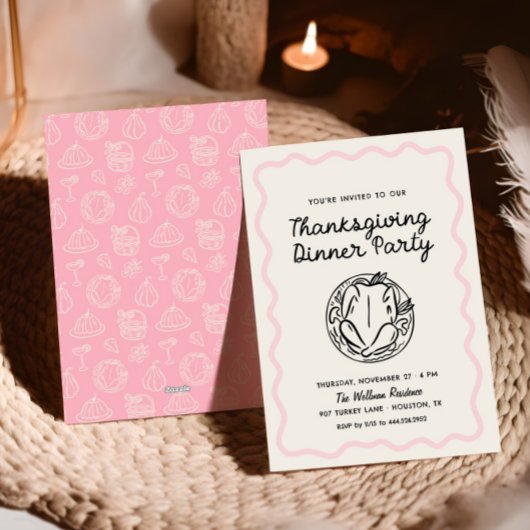Invitation du dîner de Thanksgiving Whimsy Bow