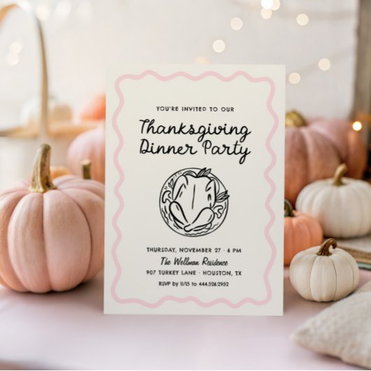 Invitation du dîner de Thanksgiving Whimsy Bow
