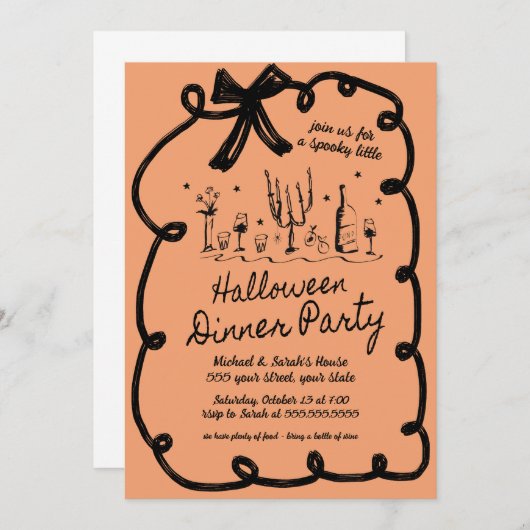 Invitation Du Dîner D'Halloween (Devant / Derrière)