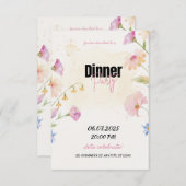 Invitation du Dîner Floral Pastel (Devant / Derrière)