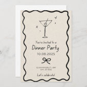 Invitation du Dîner Noir et Beige (Devant / Derrière)