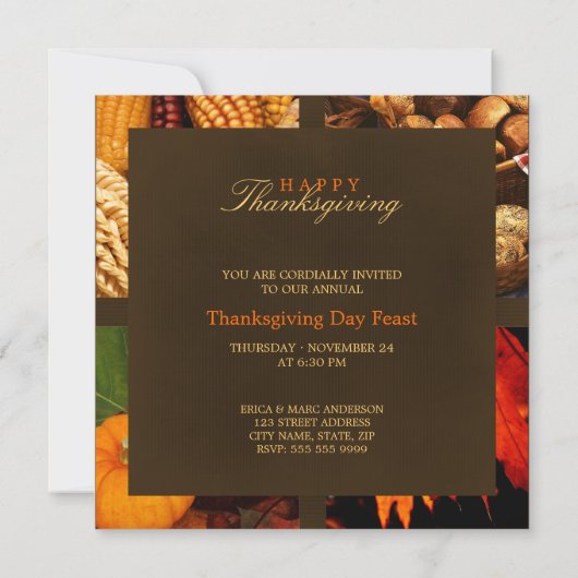Invitation du dîner Thanksgiving (Dos)