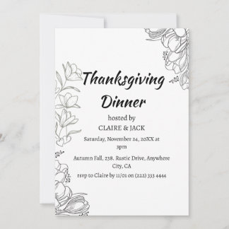 Invitation du dîner Thanksgiving écrit à la main