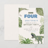 Invitation du Dino-Four Anniversaire de enfant Par (Devant / Derrière)