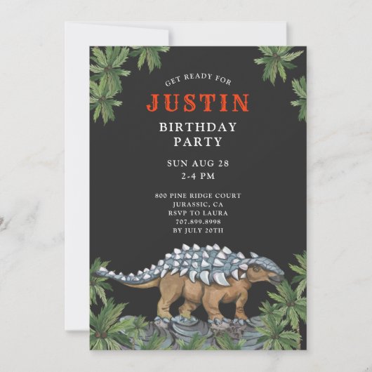 Invitation du Dinosaur Boy's Birthday Party (Devant)