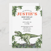 Invitation du Dinosaur Boy's Birthday Party (Devant / Derrière)
