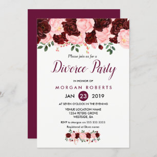 Invitation du Divorce Floral Pink & Burgundy