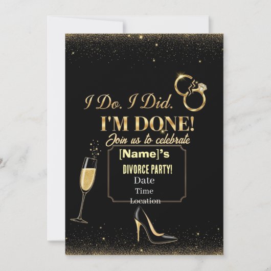 Invitation du Divorce Party - Je le fais, je l’ai  (Devant)