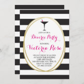 Invitation du Divorce Party ~ Rose chaud, Black St (Devant / Derrière)