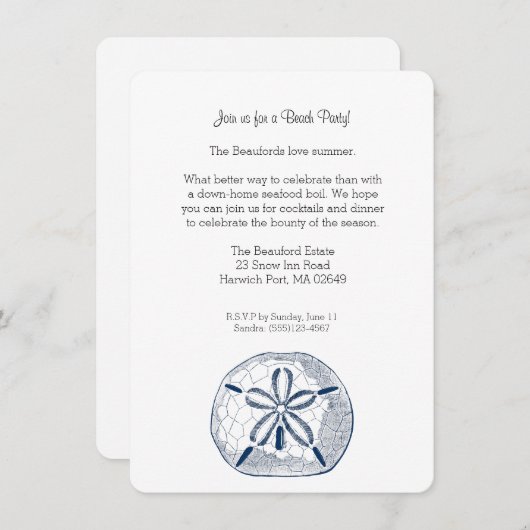 Invitation du dollar de sable (Devant / Derrière)