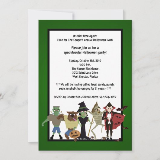 Invitation du DraculaMonster Halloween Bash Party (Devant)