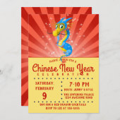 Invitation du dragon bleu chinois pour le Nouvel A (Devant / Derrière)