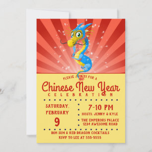 Invitation du dragon bleu chinois pour le Nouvel A