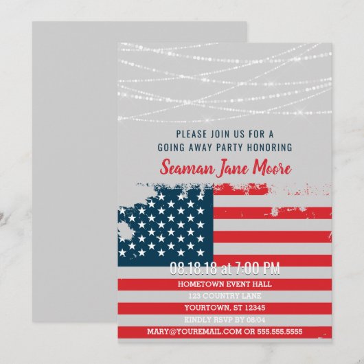 Invitation du drapeau américain à l'issue d'un mat (Devant / Derrière)