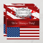 Invitation du drapeau américain Rouge Blanc Bleu A (Devant / Derrière)