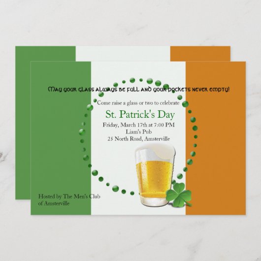Invitation du Drapeau irlandais St. Patrick's Day (Devant / Derrière)
