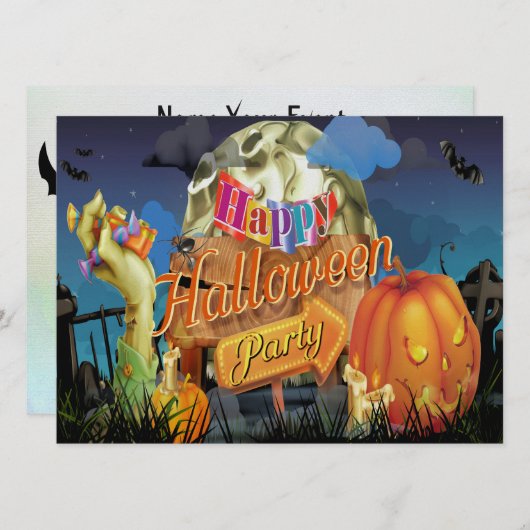 Invitation du fabuleux Vector Art Party Halloween (Devant / Derrière)