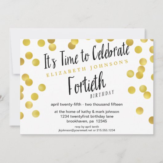 Invitation du Fancy Gold Confetti 40e anniversaire (Devant)
