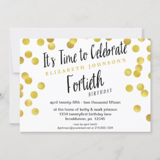 Invitation du Fancy Gold Confetti 40e anniversaire