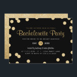 Invitation du Faux Gold Confetti Bachelorette Part<br><div class="desc">Conception de confetti en or mignon qui peut être customisé avec votre texte. Découvrez la boutique Origami Prints pour plus d'invitations de bachelorette !</div>