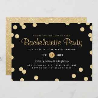 Invitation du Faux Gold Confetti Bachelorette Part