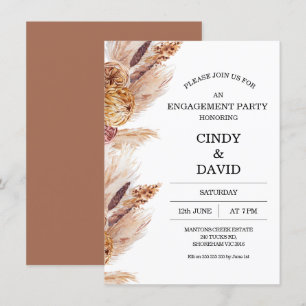 Invitation du Fiançailles de laiton Floral Boho Pa