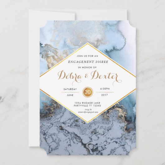 Invitation du Fiançailles de marbre Agate (Devant)