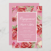 Invitation du fiançailles de rose rouge (Devant / Derrière)